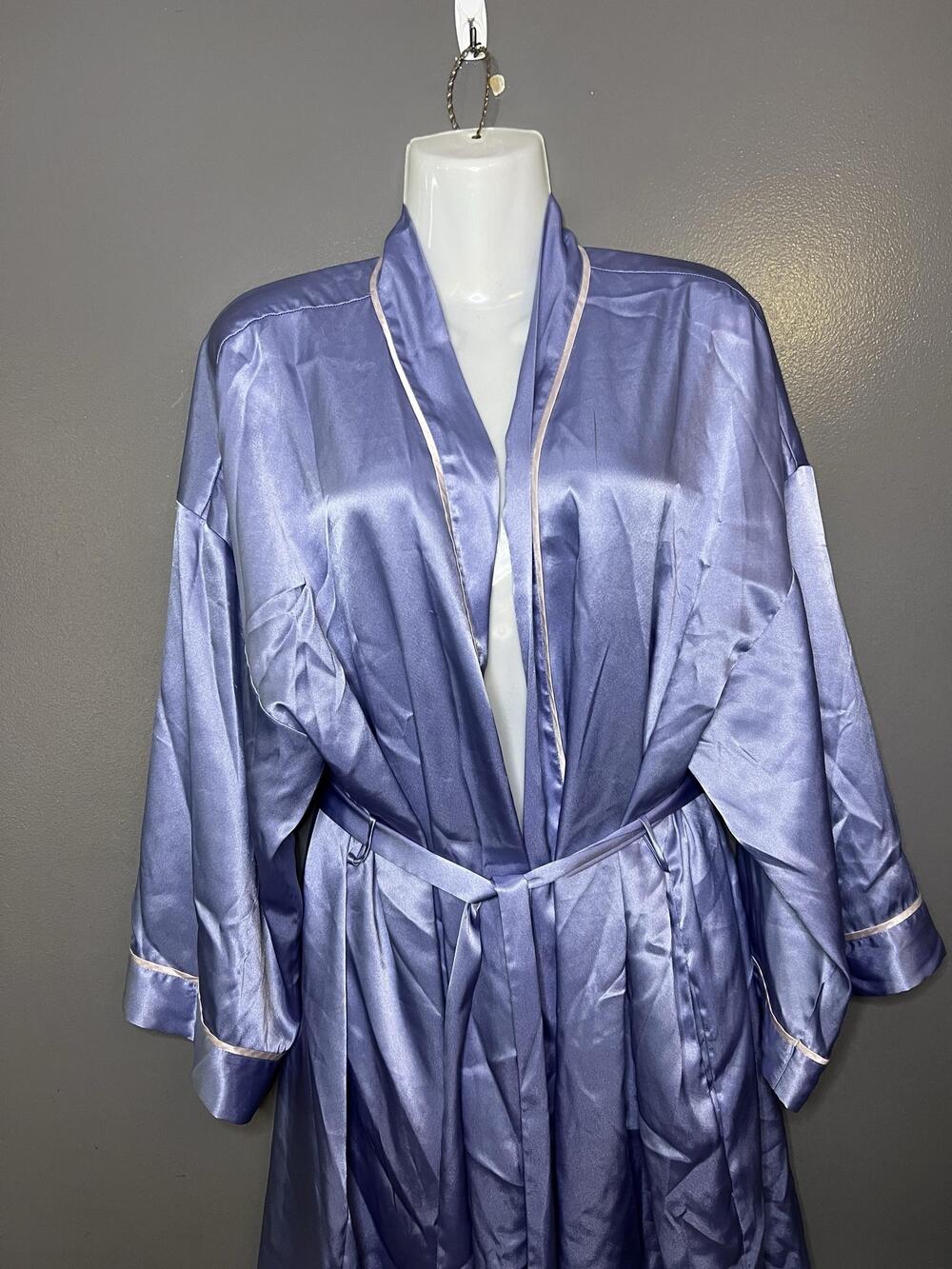 CERIE Robe Womens XL Purple Satin Kimono Belted Long Sleeve Sleep Lounge